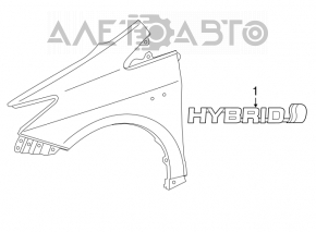 Эмблема крыла Hybrid передняя правая Toyota Prius V 12-17 сломана направляющая