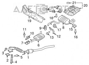 Țeava de eșapament cu convertor catalitic Audi Q3 8U 15-18 CCTA are o plasă ruptă și este ruginită