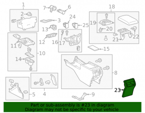 Ornamente consolă centrală spate Toyota Camry V50 12-14 gri SUA, zgârieturi, suport rupt
