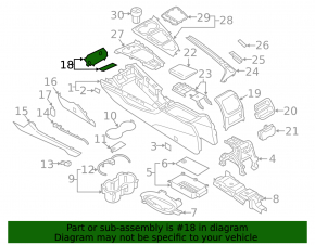 Накладка центральной консоли передняя Audi A4 B9 17-19 черная, под прикуриватель