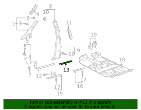 Накладка порога задняя правая внутренняя Lexus RX300 98-00