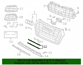 Ornamente inferioare ale grilei radiatorului Audi Q5 80A 18-20 cromate