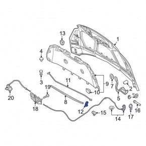 Suportul de fixare a barei de sprijin a capotei Ford Escape MK3 13- nou, neoriginal