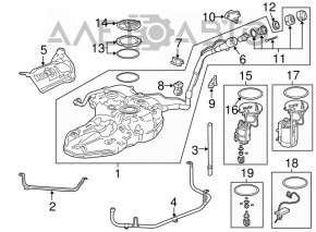 Топливный бак с горловиной Honda CRV 17-19 1.5, 2.4