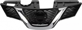 Решетка радиатора grill Nissan Rogue 14-15 без камеры без эмблемы