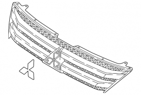 Решетка радиатора grill с эмблемой Mitsubishi Eclipse Cross 22-26 черная