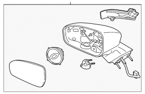 Зеркало боковое левое в сборе Ford Fusion mk5 13- поворотник, подогрев, бордовое, с крышкой