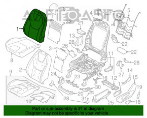 Водительское сидение Ford Edge 15-23 без airbag, ткань черн