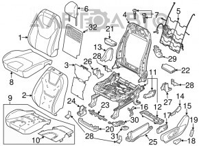 Водительское сидение Ford Edge 15-23 без airbag, ткань черн