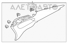 Накладка задней стойки правая Hyundai Azera 12-17 серая