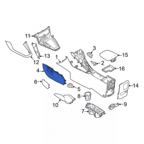 Накладка центральной консоли боковая левая Ford Focus mk3 15-18 рест, черная, царапины