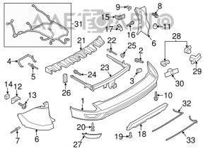 Накладка заднего бампера нижняя Ford Escape MK3 13-19 2 трубы, серая структура, CAPA