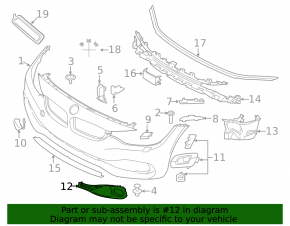 Обрамление решетка птф левое BMW 4 F32/33/36 15-20 Basis, открытая