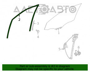 Уплотнитель стекла передний правый Toyota Highlander 20-26 выгоревший