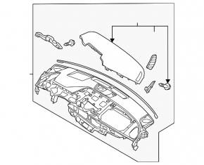 Торпедо передняя панель без AIRBAG Hyundai Sonata 20-22 бежевая под проекцию