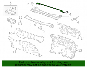 Уплотнитель решетки дворников Chevrolet Impala 14-20