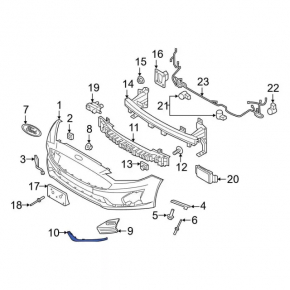 Молдинг переднего бампера левый Ford Fusion mk5 19-20 хром