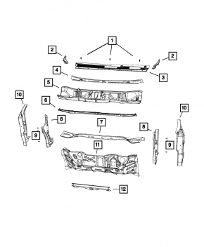 Решетка дворников пластик Chrysler 200 15-17