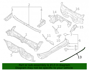 Уплотнитель решетки дворников Subaru Outback 20-23