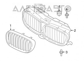 Решетка радиатора grill левая BMW 5 G30 17-20 Sport Line