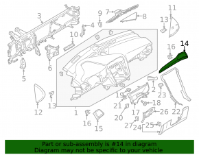 Накладка торпеды правая Ford Fusion mk5 17-20 серая, с вставкой под дерево, потерта