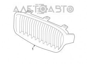 Решетка радиатора grill левая BMW 3 F30 4d 12-18 песок на хроме