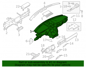 Panoul frontal al torpedo-ului fără AIRBAG Ford Mustang mk6 15-