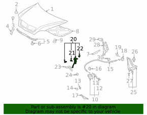 Рычаг с зажимом замка капота Lexus RX300 RX330 RX350 RX400h 04-09
