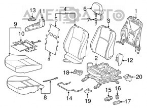 Scaun de pasager pentru Lexus CT200h 11-17 fără airbag, manual, piele neagră, fără suport pentru cap