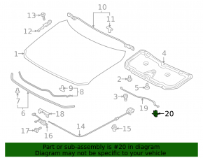 Защелка опоры капота Mazda CX-9 16-23