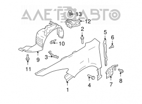 Căptușeală aripă față dreapta Mazda 6 09-13