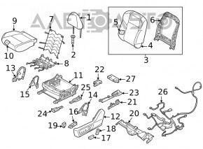 Водительское сидение Nissan Rogue 21-22 без airbag, механическое, ткань черная US built