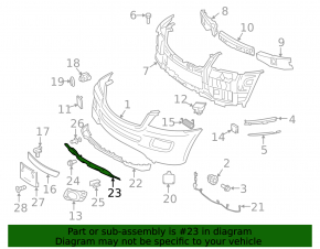 Нижняя накладка переднего бампера нижняя Mercedes W164 ML 09-11