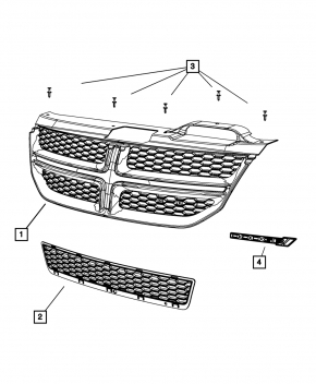 Решетка радиатора grill Dodge Journey 11-20 хром с эмблемой