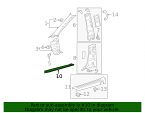 Накладка порога передняя левая Toyota Sienna 11-14 серая