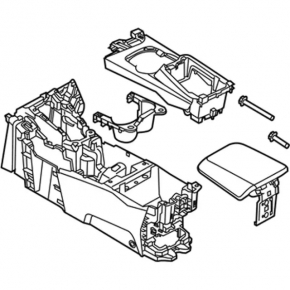 Консоль центральная подлокотник и подстаканники Ford Focus mk3 11-14 подстакан поперек, черн, царапины