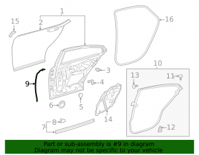 Передний уплотнитель двери задней правой Lexus ES250 ES300h ES350 19-26