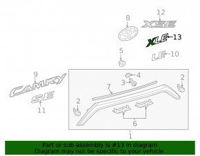 Эмблема XLE крышки багажника Toyota Camry v50 12-14 usa