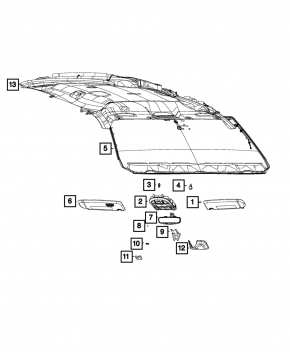 Козырек левый Chrysler Pacifica 17-26 серый с Home link