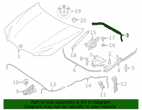 Уплотнитель капота задний BMW X3 G01 18-24 на решетке дворников
