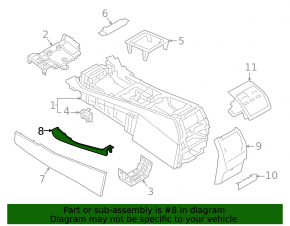 Decorație consola centrală lateral dreapta sus BMW X5 G05 19-22 piele Elfenbein-Weiss, zgârieturi