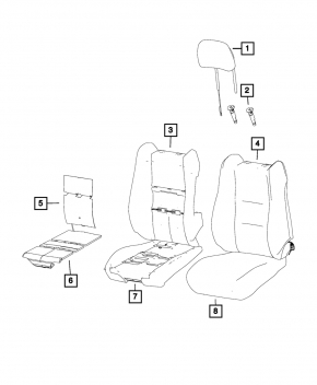 Водительское сидение Jeep Grand Cherokee WK2 14-17 без airbag, ткань черн