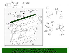 Garnitură interioară de sticlă pentru ușa stângă față a unui Lexus CT200h 11-17