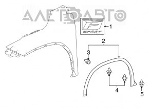Накладка арки крыла передняя левая Lexus RX350 RX450h 16-19
