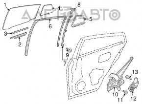 Уплотнитель стекла задний левый Toyota Prius 50 16-18