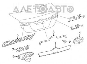 Молдинг крышки багажника Toyota Camry v50 12-14 usa с эмблемой hybrid
