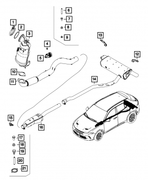 Кронштейн глушителя задний правый Jeep Compass 23-26 2.0T