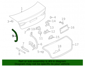 Ornament balama portbagaj stânga Audi A3 22-26