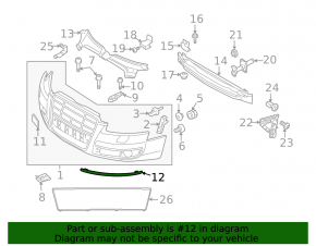 Grilă bară față dreapta Audi A6 06-08 cromată