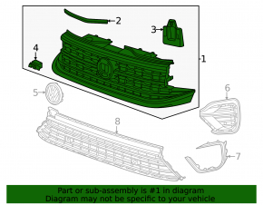 Решетка радиатора grill Volkswagen Atlas 21-23 R-Line